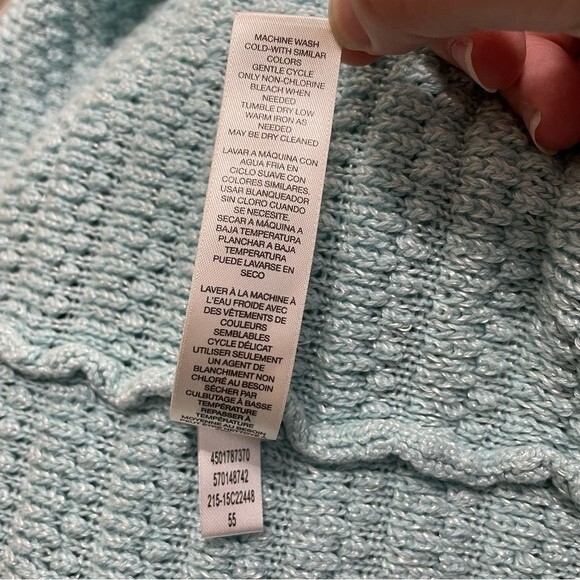 Chico's Aqua Blue Open Front Crochet Knit Cardigan Size Chico's 1 - Picture 9 of 9